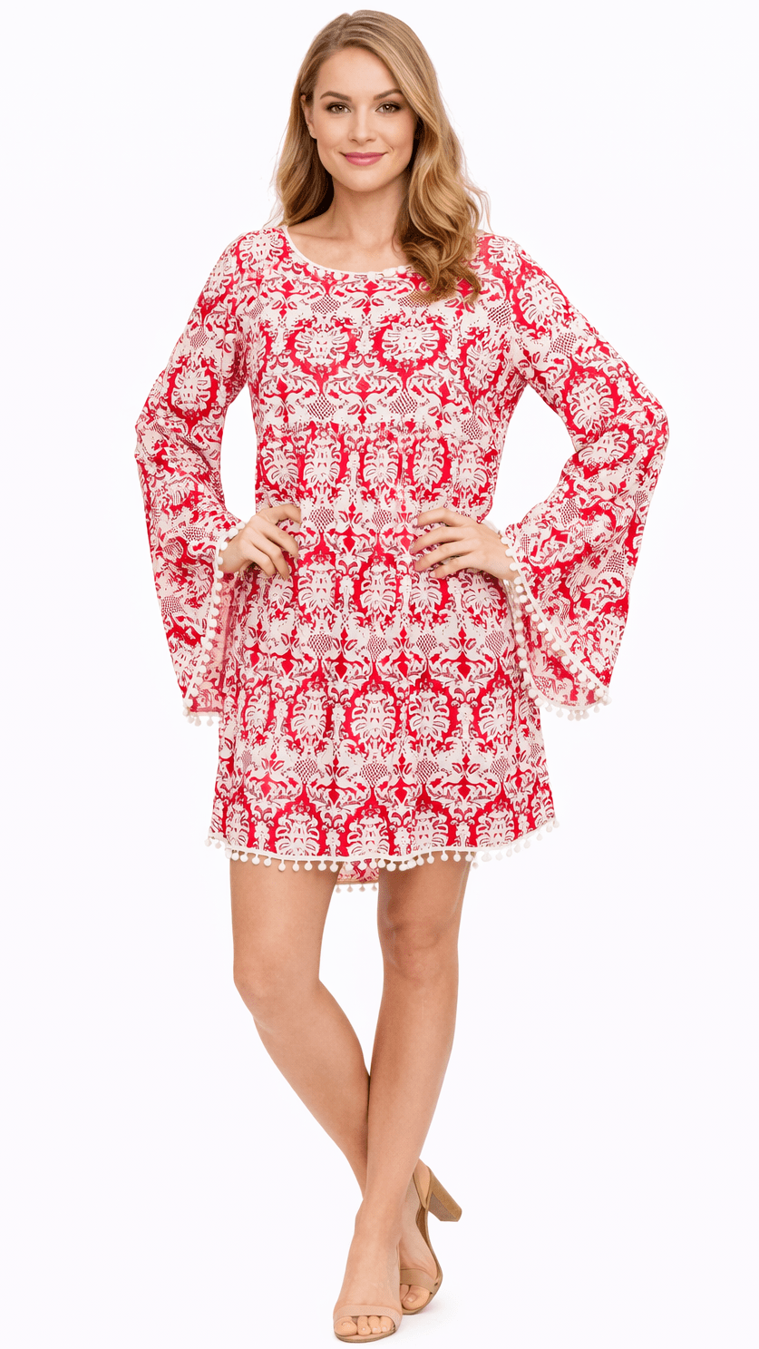 Full Sleeved Beach Cover Up Dress - Designer Cover-Up | Elegant Kaftan Cover Up Dress | Club Moda USA