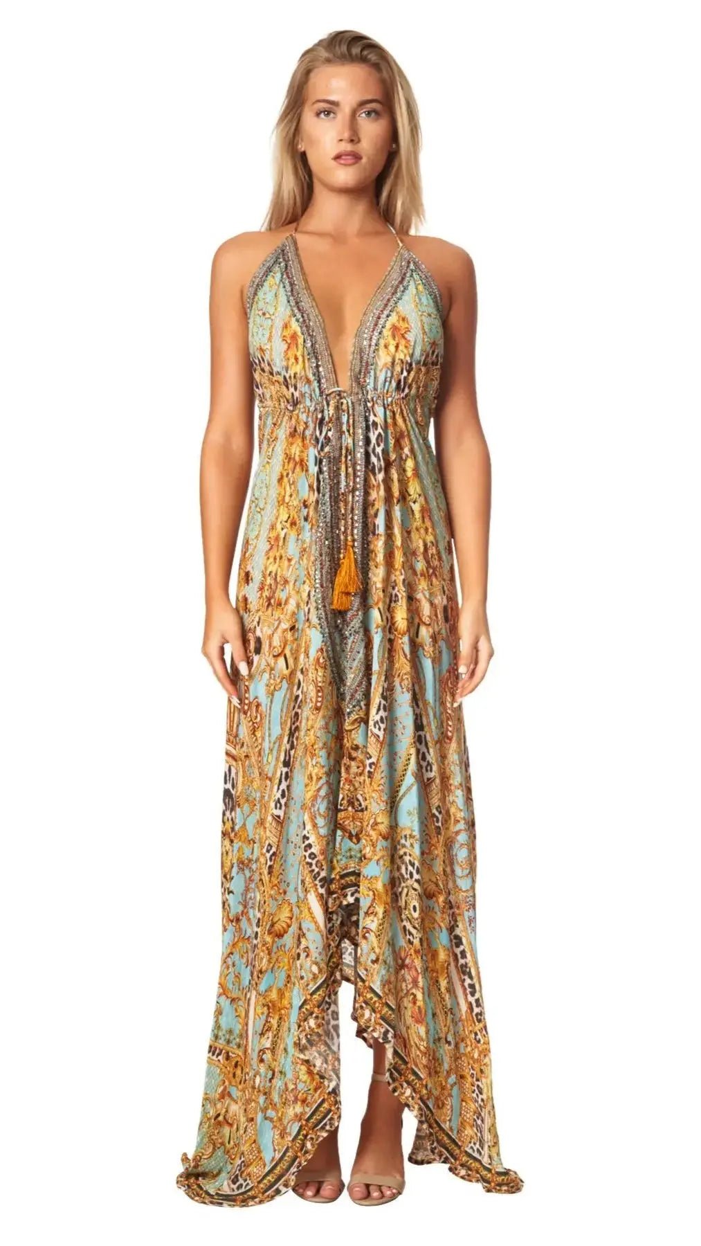 Halter Maxi Dress for Resort Vacations La Moda Clothings 3 Way Dress