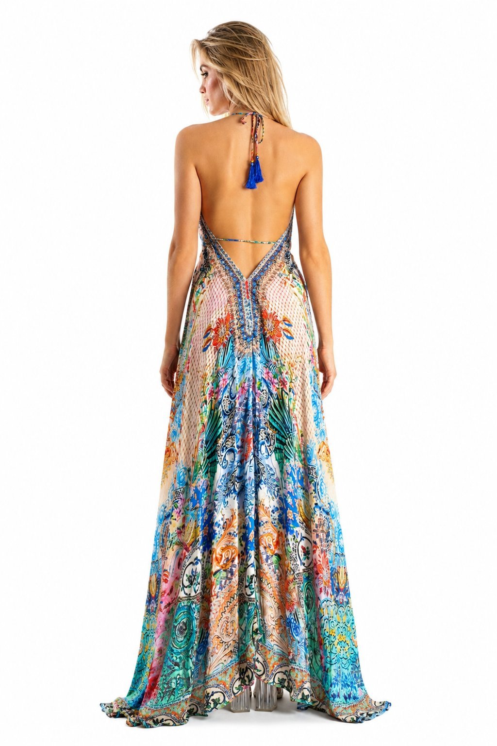 Halter-neck maxi resort dress, further product view