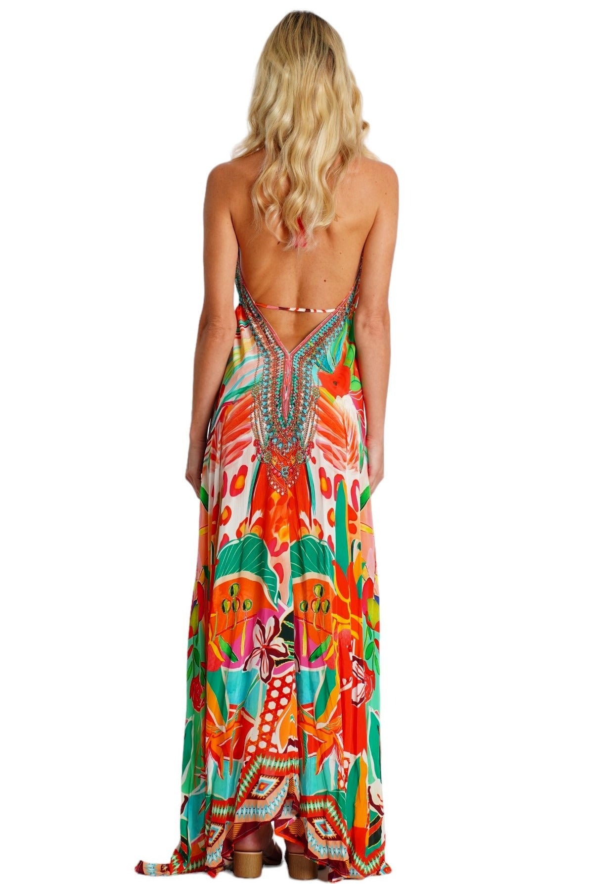 Hi-Low Halter Maxi Dress Club Moda 3 Way Dress - side view