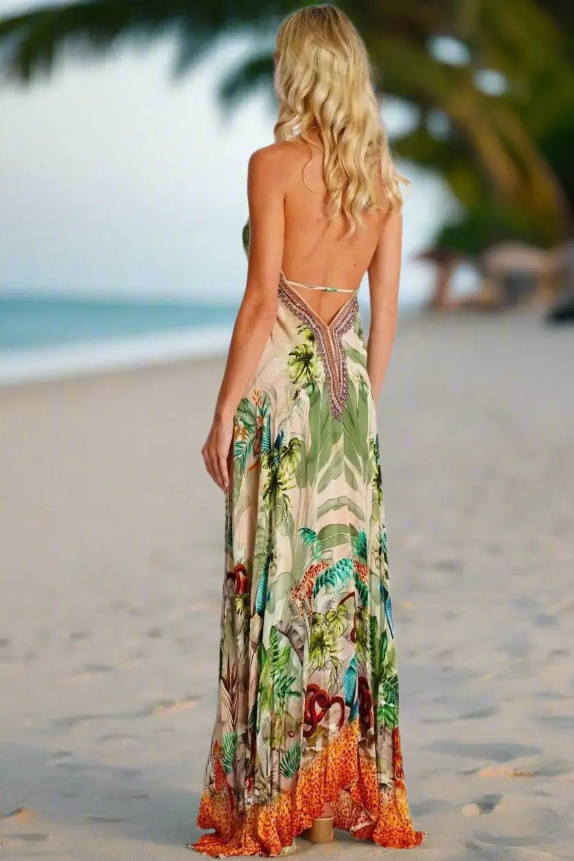 Island Maxi Dress - Designer Maxi Dress | Elegant Kaftan Cover Up Dress | Club Moda USA
