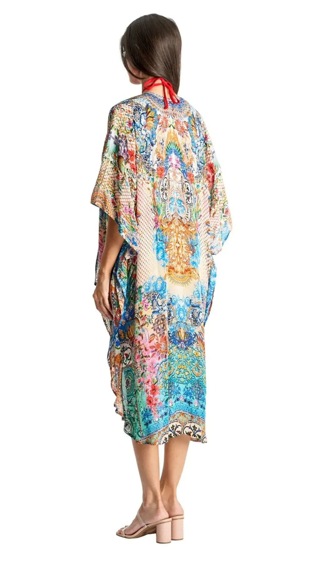 Kimono Cover Up in Viscose Silk - Designer Kimono | Elegant Kaftan Cover Up Dress | Club Moda USA