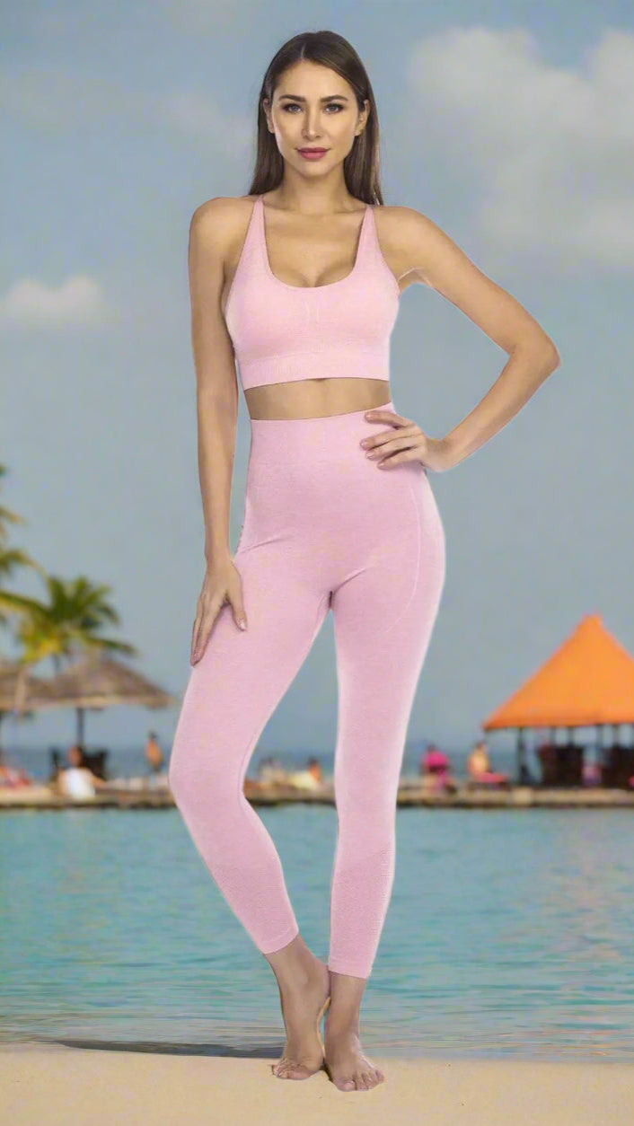 Club Moda Rib Detail flattering Seamless Gym Leggings - La Moda Clothings
