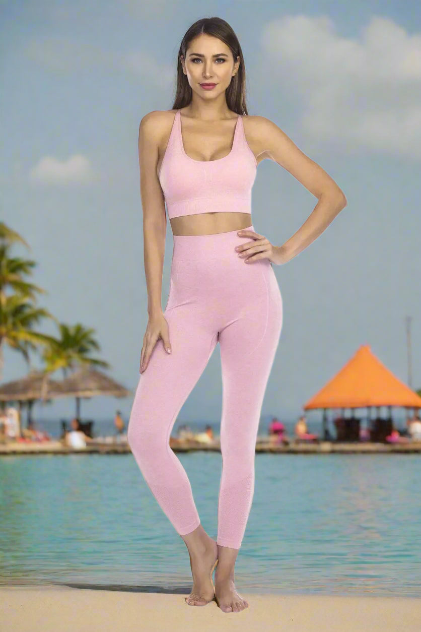 Club Moda Rib Detail flattering Seamless Gym Leggings - La Moda Clothings
