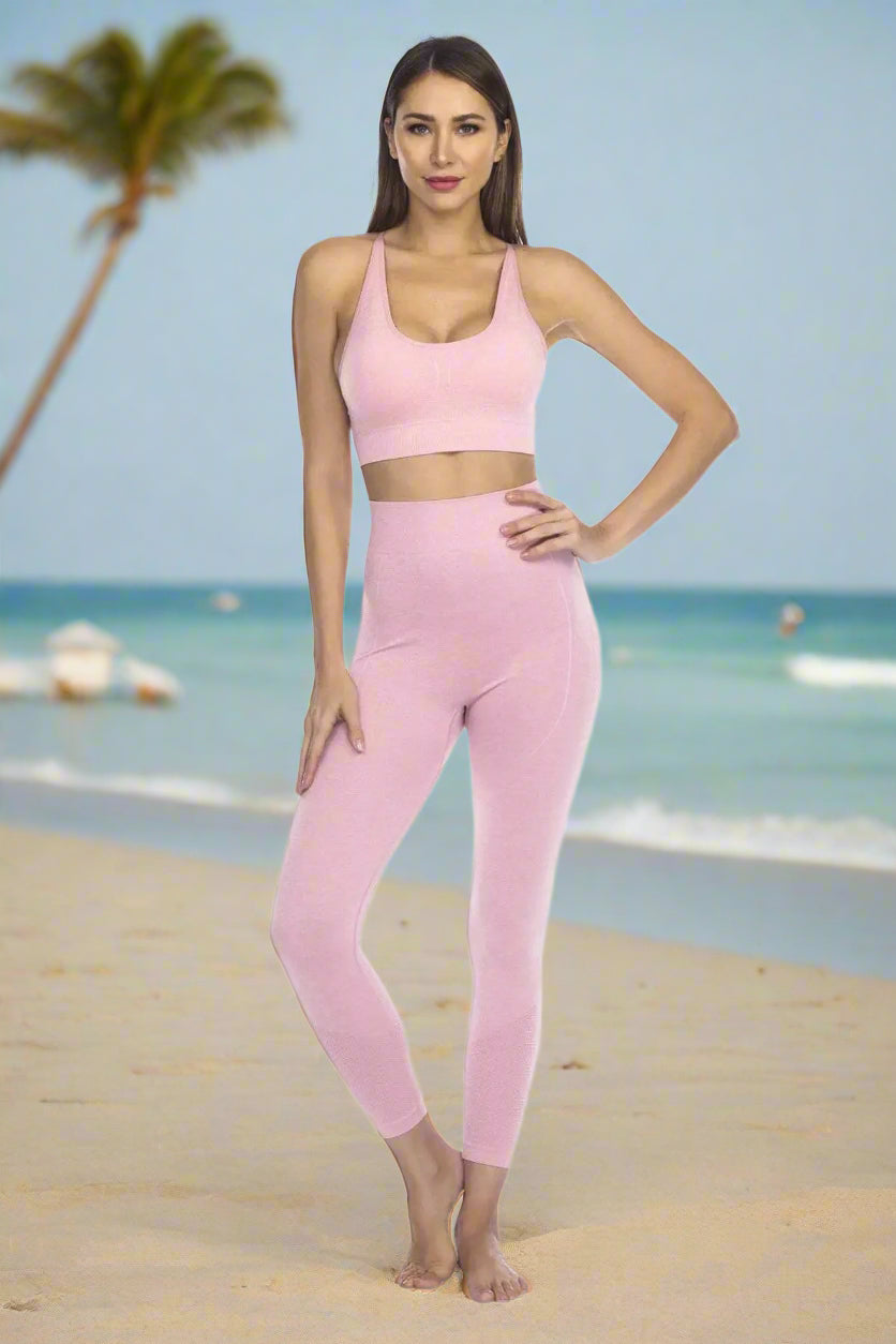 Club Moda Rib Detail Seamless Gym Leggings wholesale - La Moda Clothings
