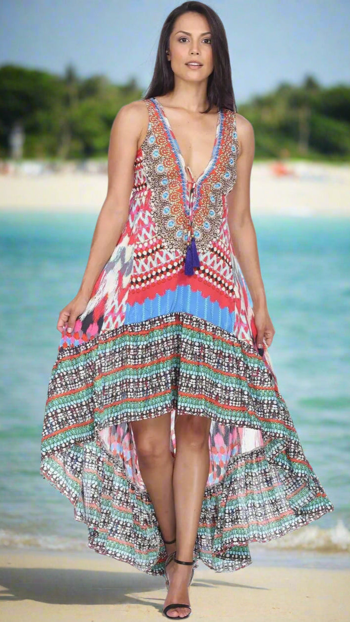 High Low Dresses Resort Beach Boho Casual Summer Evening Vestido Dress Vacation Travel Bohemian - La Moda Clothings