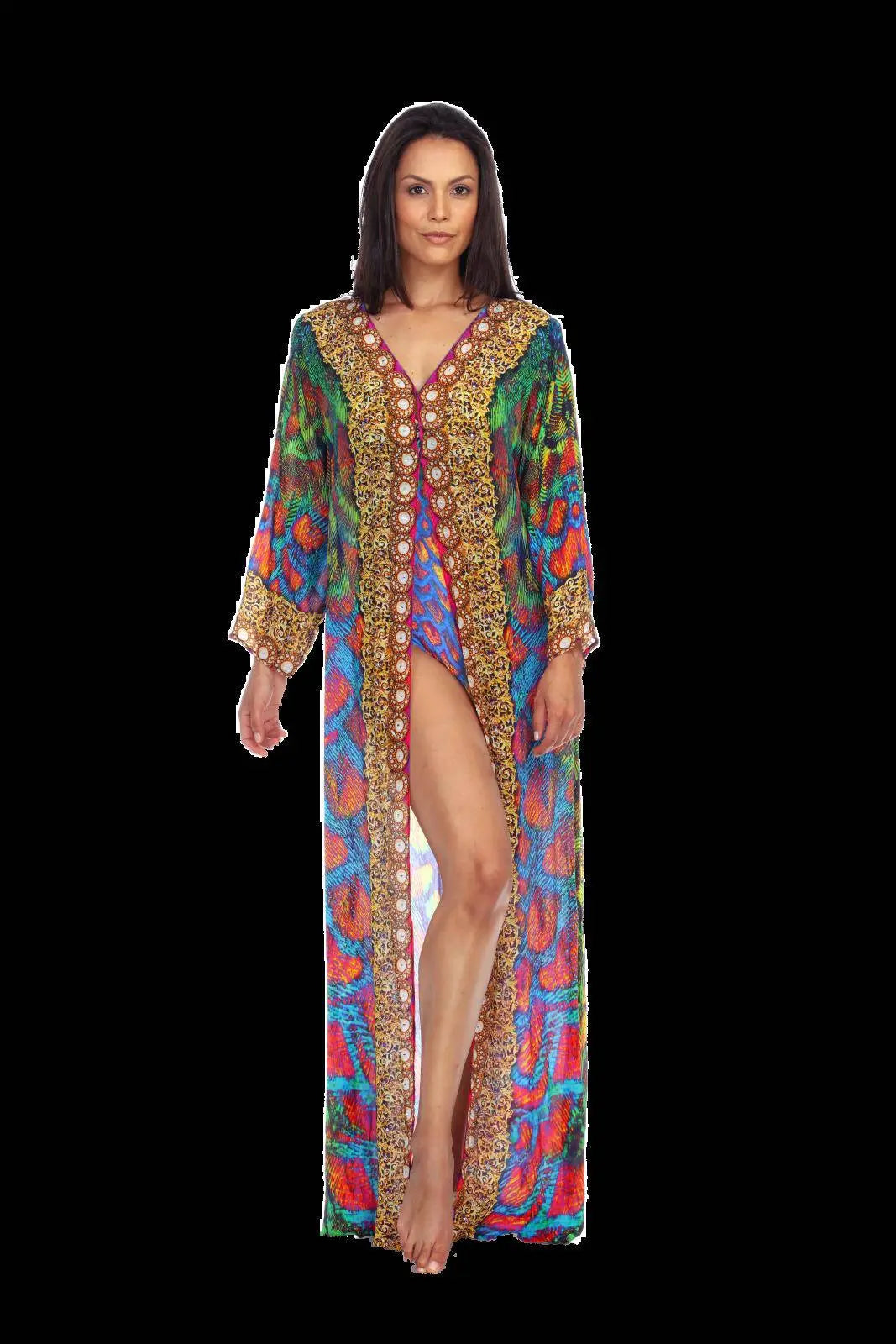 Wholesale Cover-Up Kimonos For Women In Multi-Color Made From Imported Polyester - La Moda Clothings