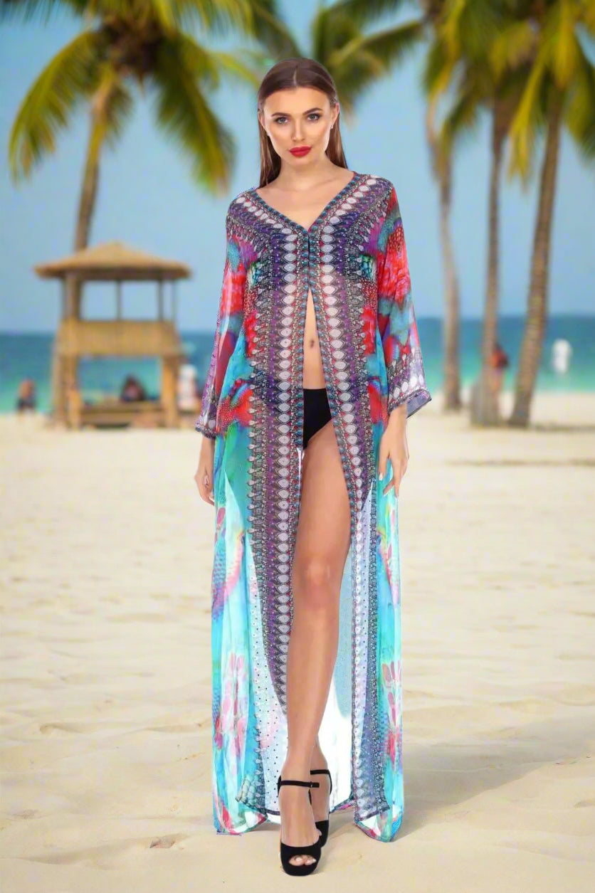 Wholesale Designer Cover-Up Kimonos For Women Available In Multi-Color Prints Made From Imported Polyester - La Moda Clothings