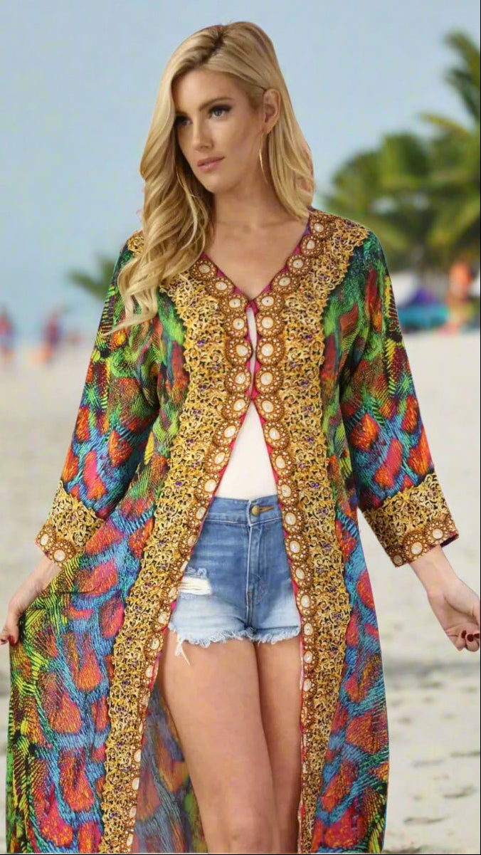 Wholesale Cover-Up Kimonos For Women In Multi-Color Made From Imported Polyester - La Moda Clothings