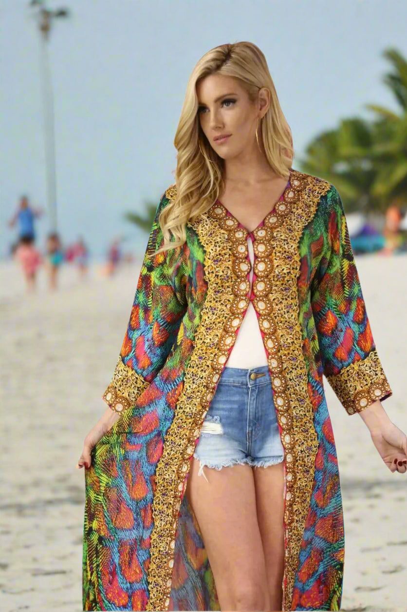 Wholesale Cover-Up Kimonos For Women In Multi-Color Made From Imported Polyester - La Moda Clothings