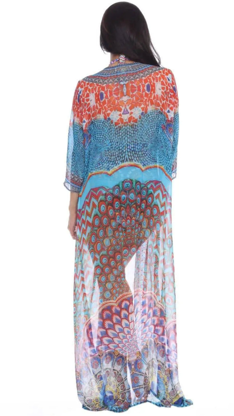 Wholesale Designer Swimwear Cover Up Kimonos For Women In Multi-Color Prints In Imported Polyester - La Moda Clothings