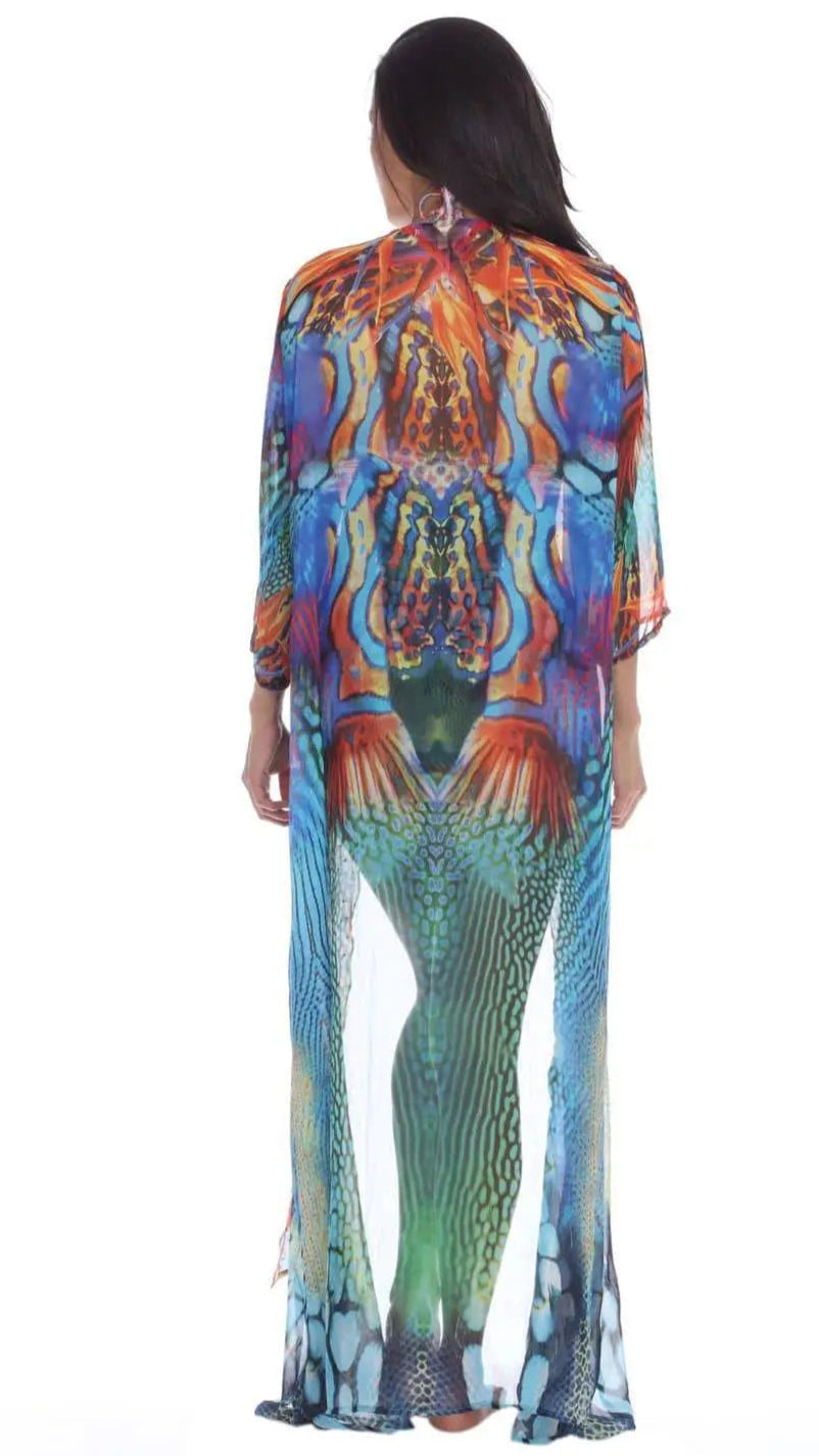 Wholesale Women's Cover-Up Long Kimonos In Multi-Color Made From Imported Polyester - La Moda Clothings