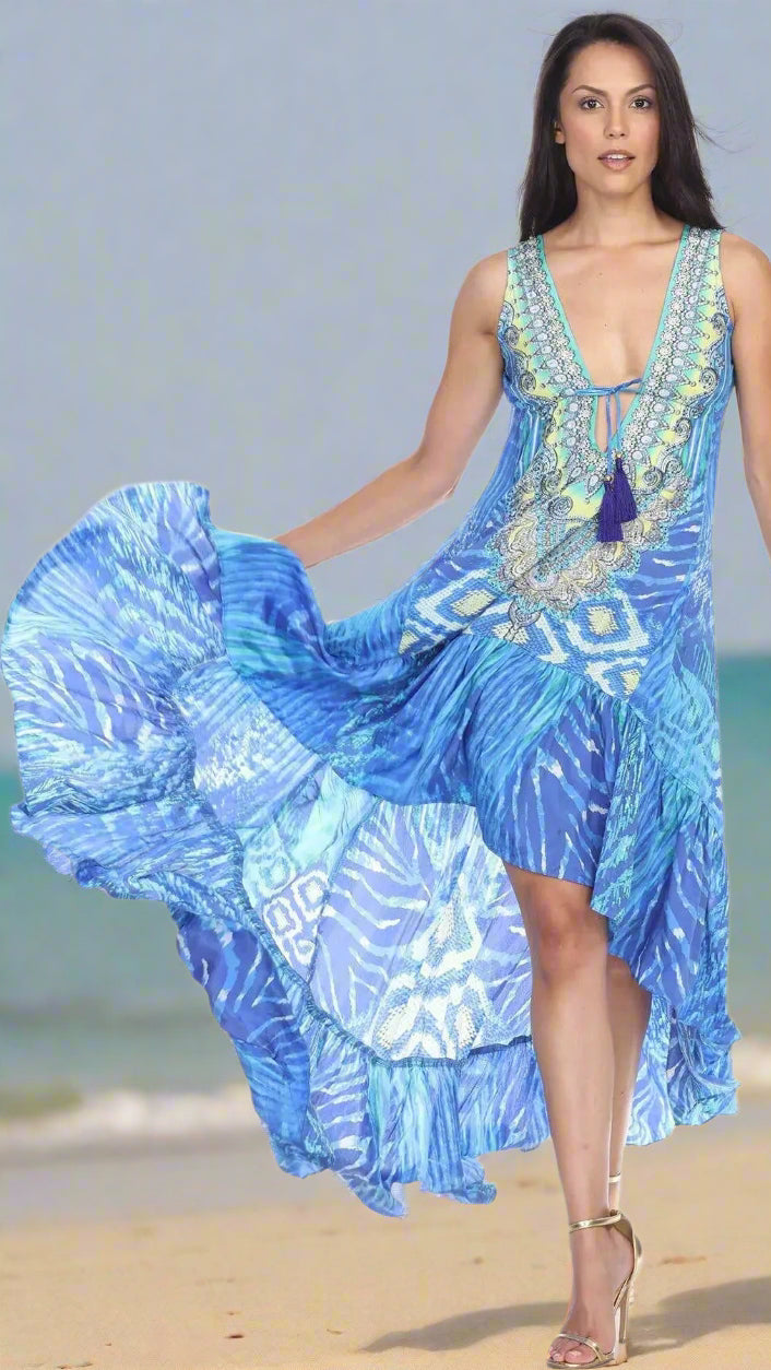 High Low Dresses Resort Beach Boho Casual Summer Evening Vestido Dress Vacation Travel Bohemian… - La Moda Clothings
