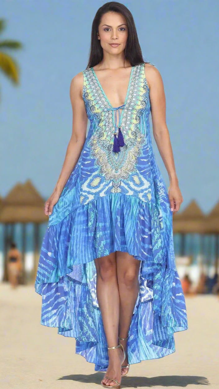 High Low Dresses Resort Beach Boho Casual Summer Evening Vestido Dress Vacation Travel Bohemian… - La Moda Clothings