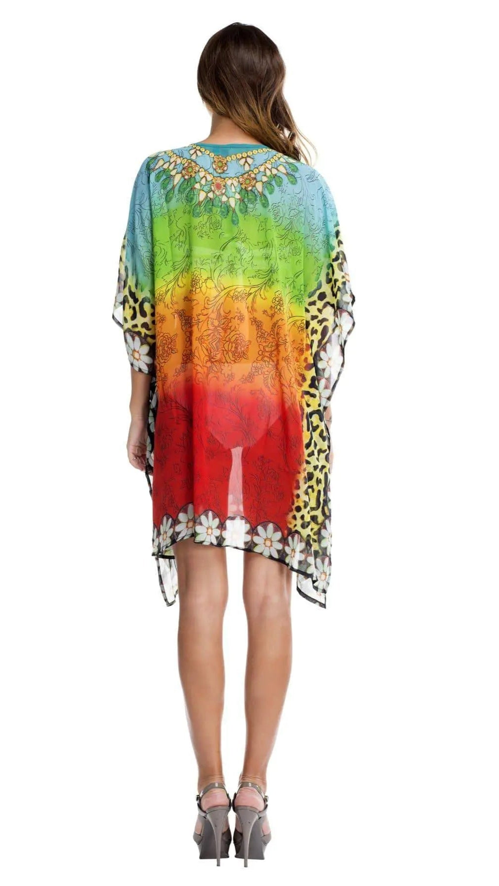 Multi Color Sheer Kaftan / Cover Up - La Moda Clothings