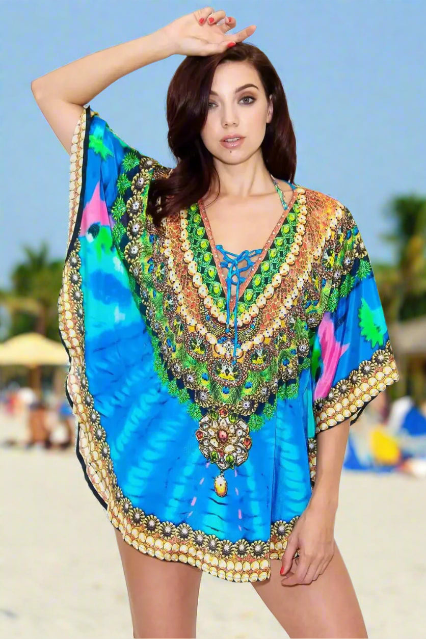 Relaxed Multi Color Short Balloon Kaftan - La Moda Clothings