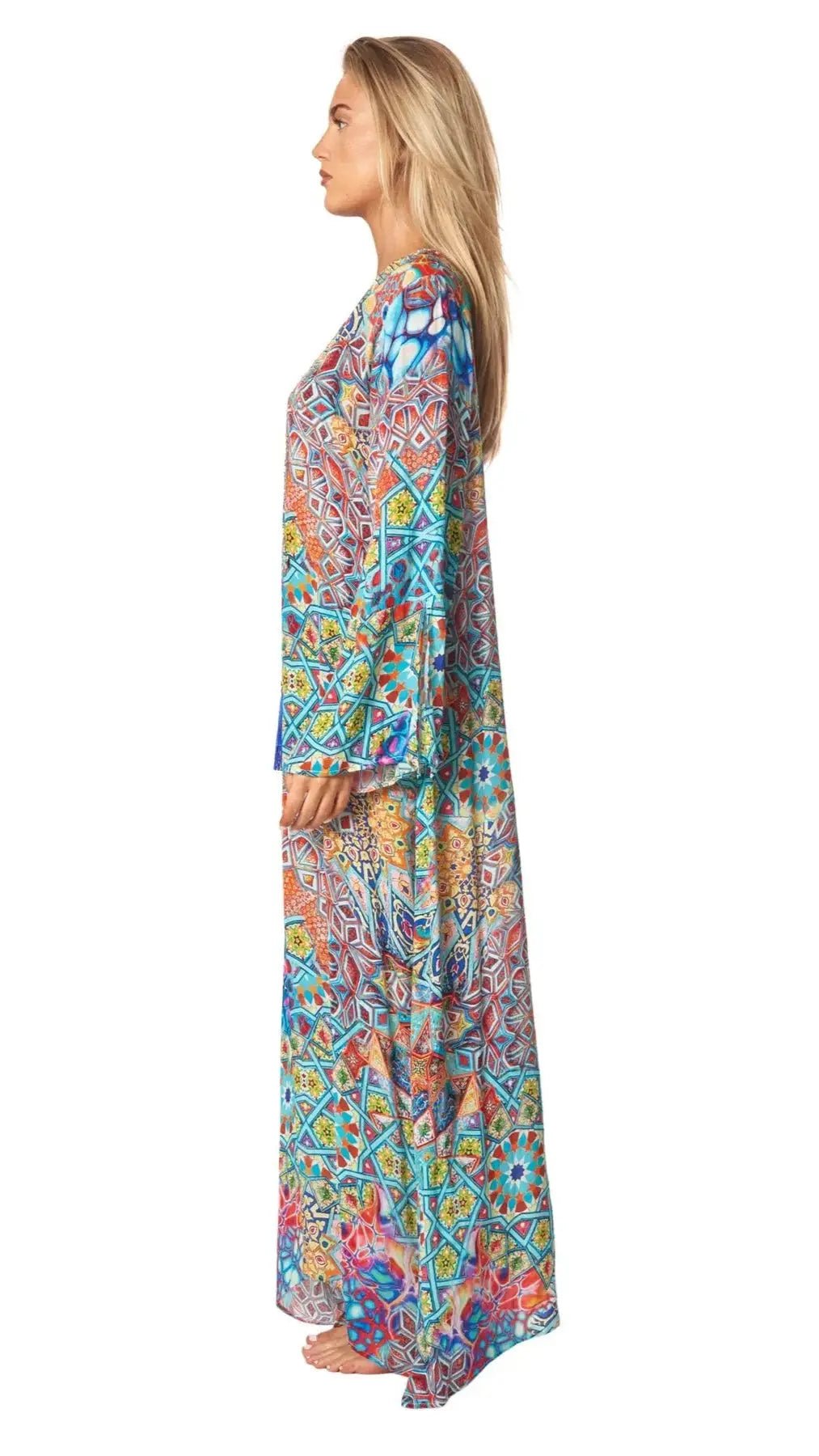 Long Caftan Dress with Sleeves for Cruises and Tropical Vacations La Moda Clothings Long Caftans