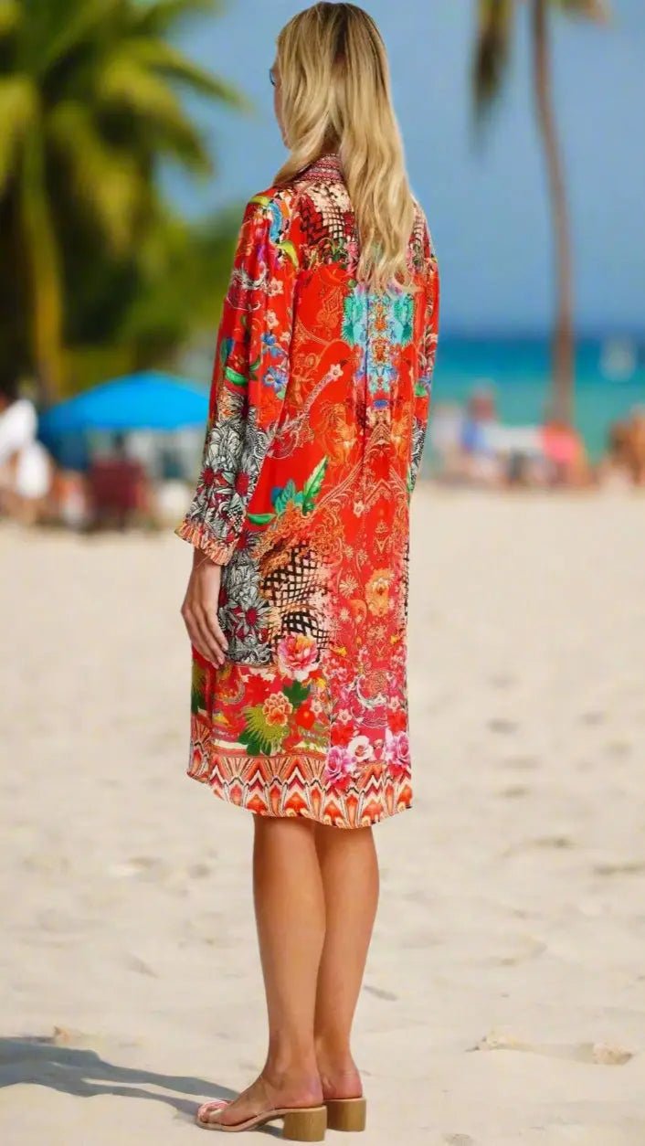Long Shirt Dress - Designer Shirt Dress | Elegant Kaftan Cover Up Dress | Club Moda USA