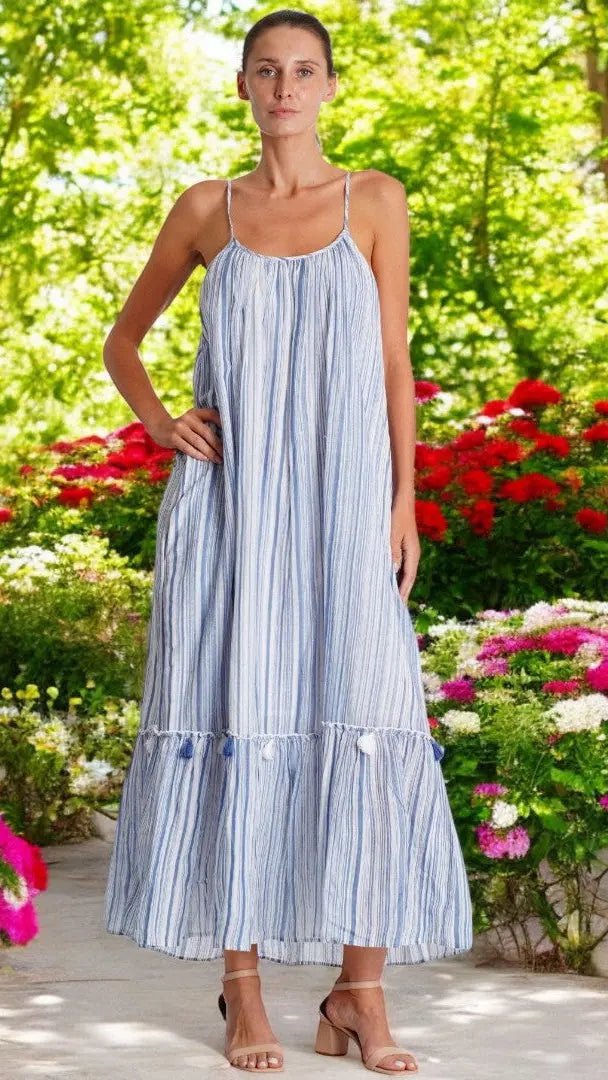 Loose Striped Maxi Dress - Premium Resort Wear | Luxury Maxi Dress for Vacation & Cruise | Club Moda