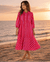 Magenta Pink Candy Stripe Button-Front Midi Shirt Dress — Preppy Resort Dress