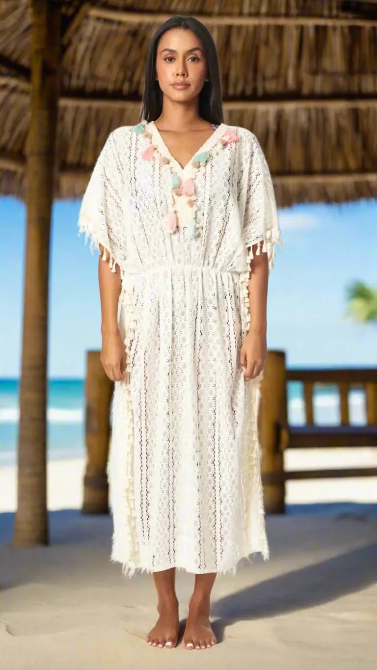 Maxi Lace Kaftan Cover Up - Designer Caftan | Elegant Kaftan Cover Up Dress | Club Moda USA