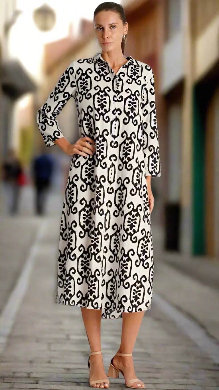 Maxi Shirt Dress - Premium Resort Wear | Luxury Maxi Dress for Vacation & Cruise | Club Moda