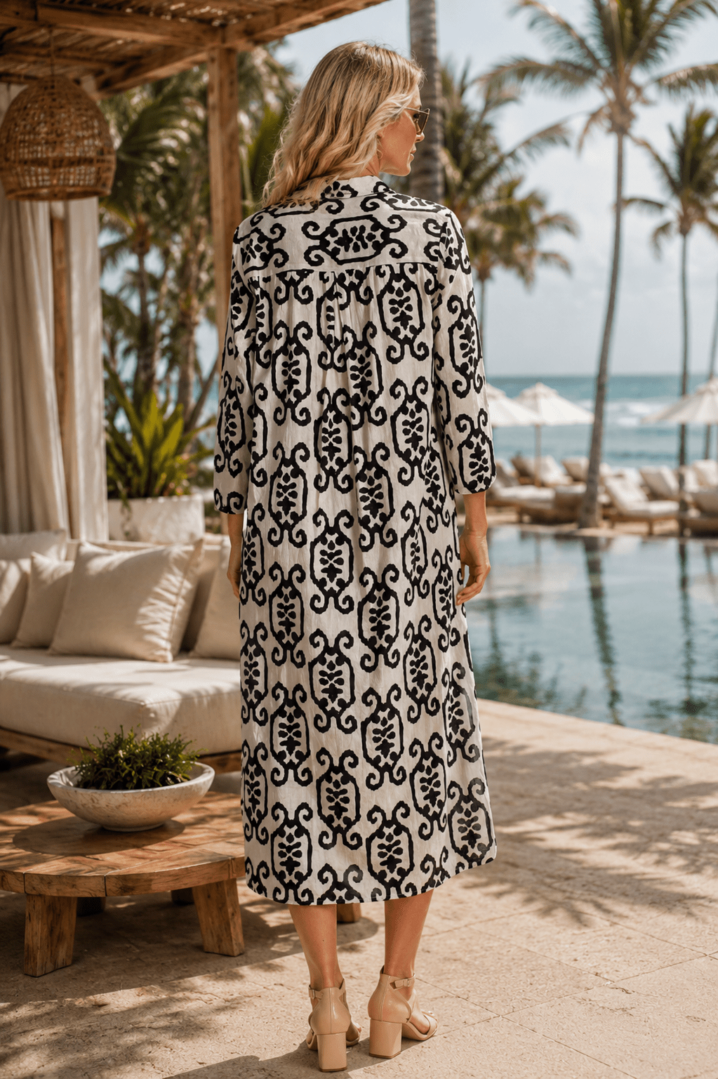 Maxi Shirt Dress with Pockets - Designer Maxi Dress | Elegant Kaftan Cover Up Dress | Club Moda USA