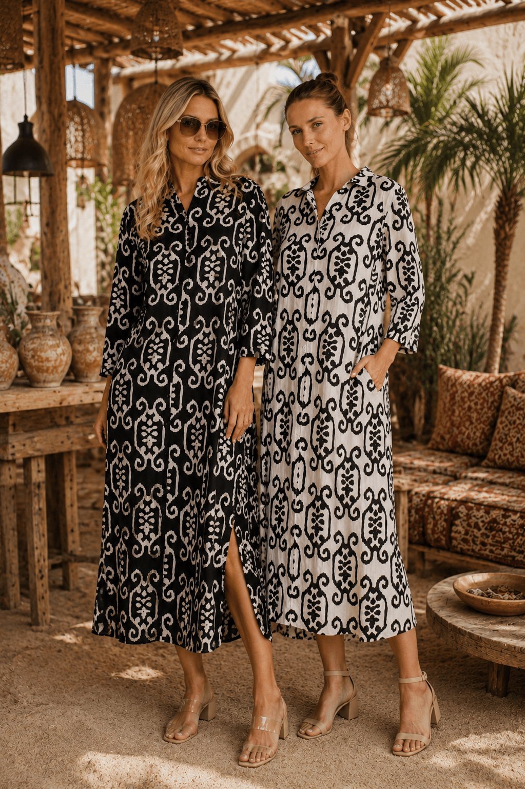 Maxi shirt dress with a button front, further product view