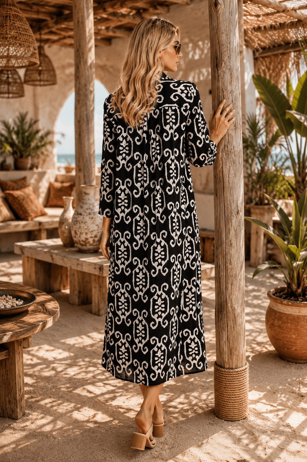 Maxi shirt dress with side pockets, additional view