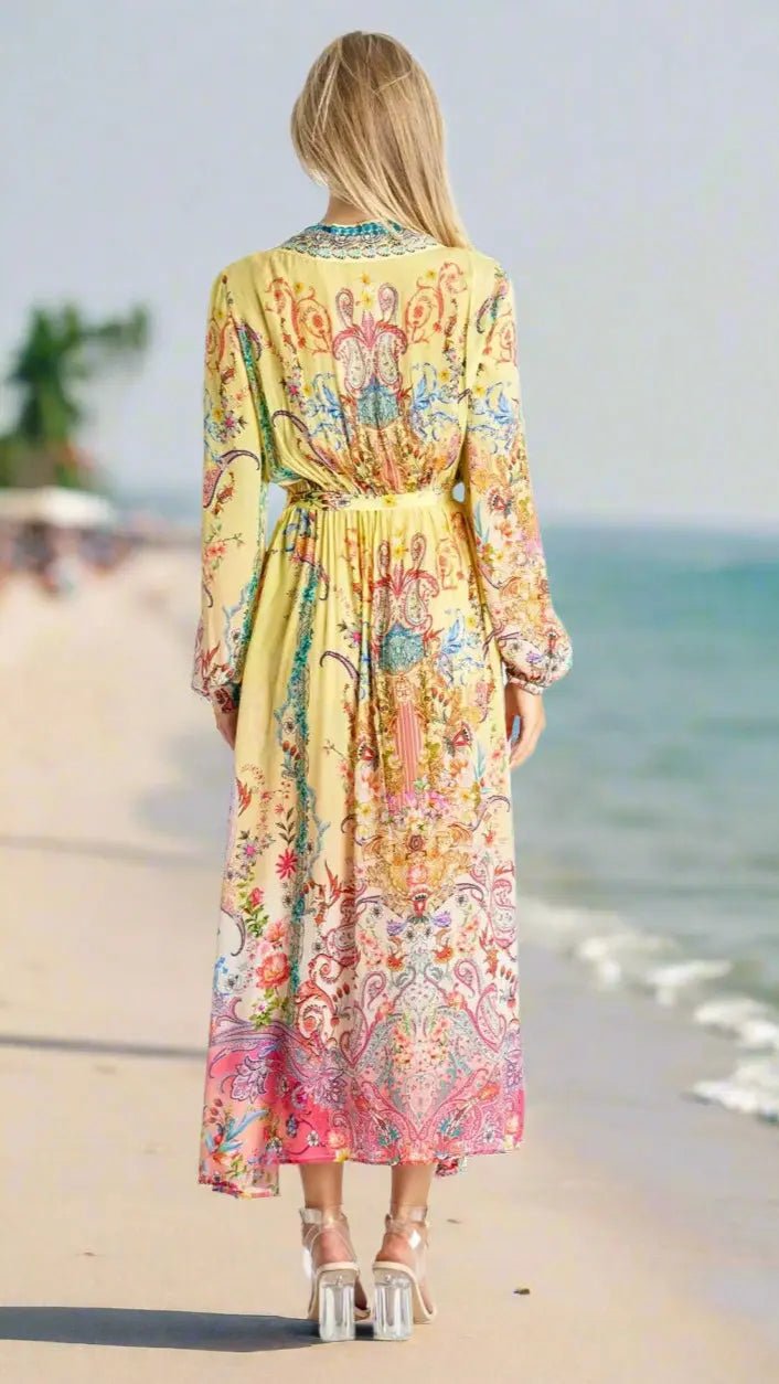 Maxi Wrap Dress - Designer Maxi Dress | Elegant Kaftan Cover Up Dress | Club Moda USA
