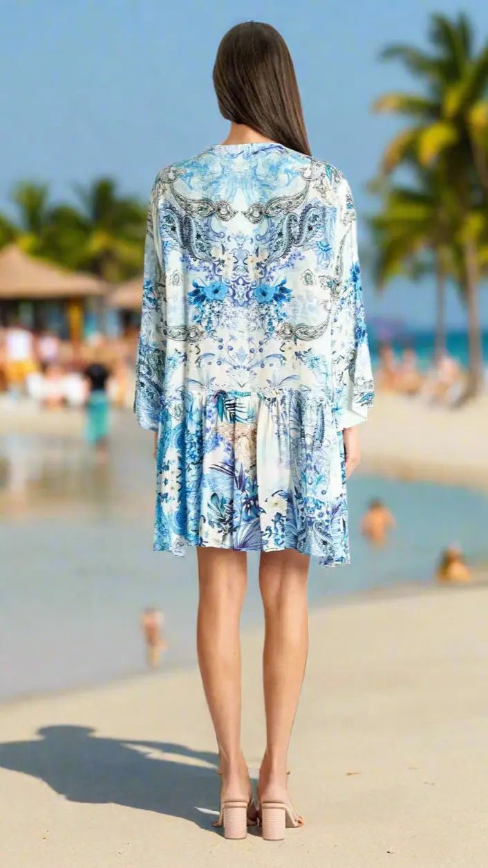 Mini Dresses for Beach Resort & Cruise - Designer Mini Dress | Elegant Kaftan Cover Up Dress | Club Moda USA