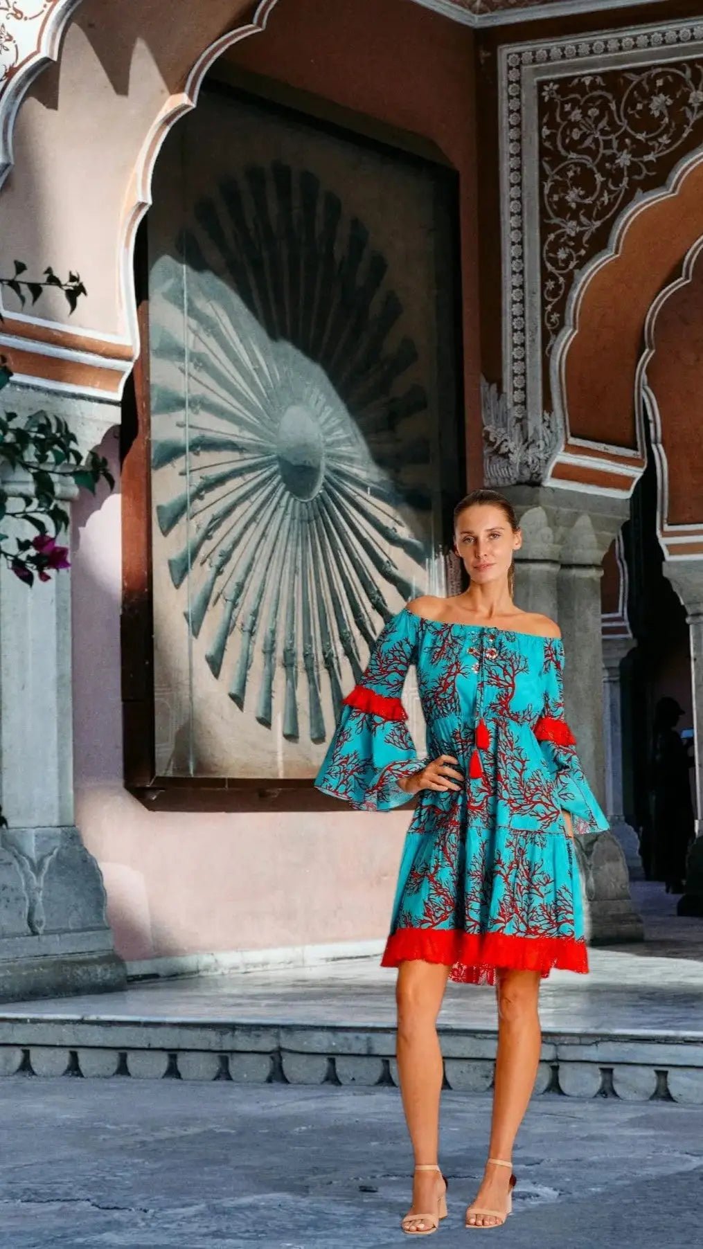 Off Shoulder Summer Mini Dress - Designer Mini Dress | Elegant Kaftan Cover Up Dress | Club Moda USA