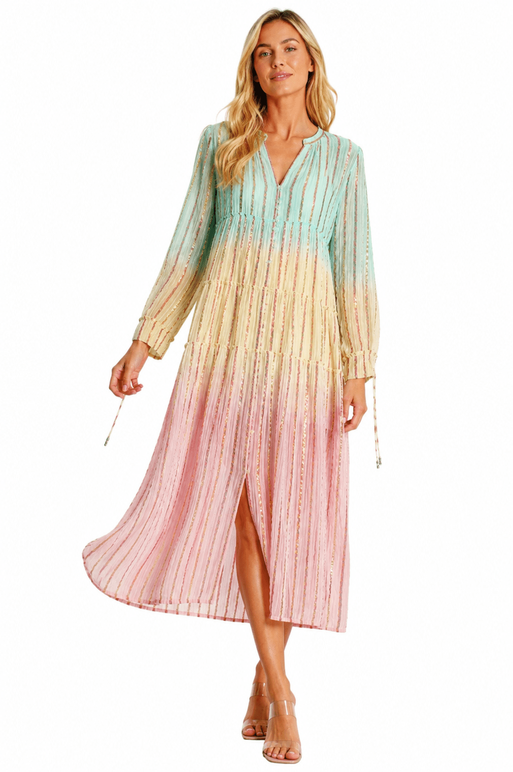 Ombre embroidered shirtdress beach cover-up, additional view