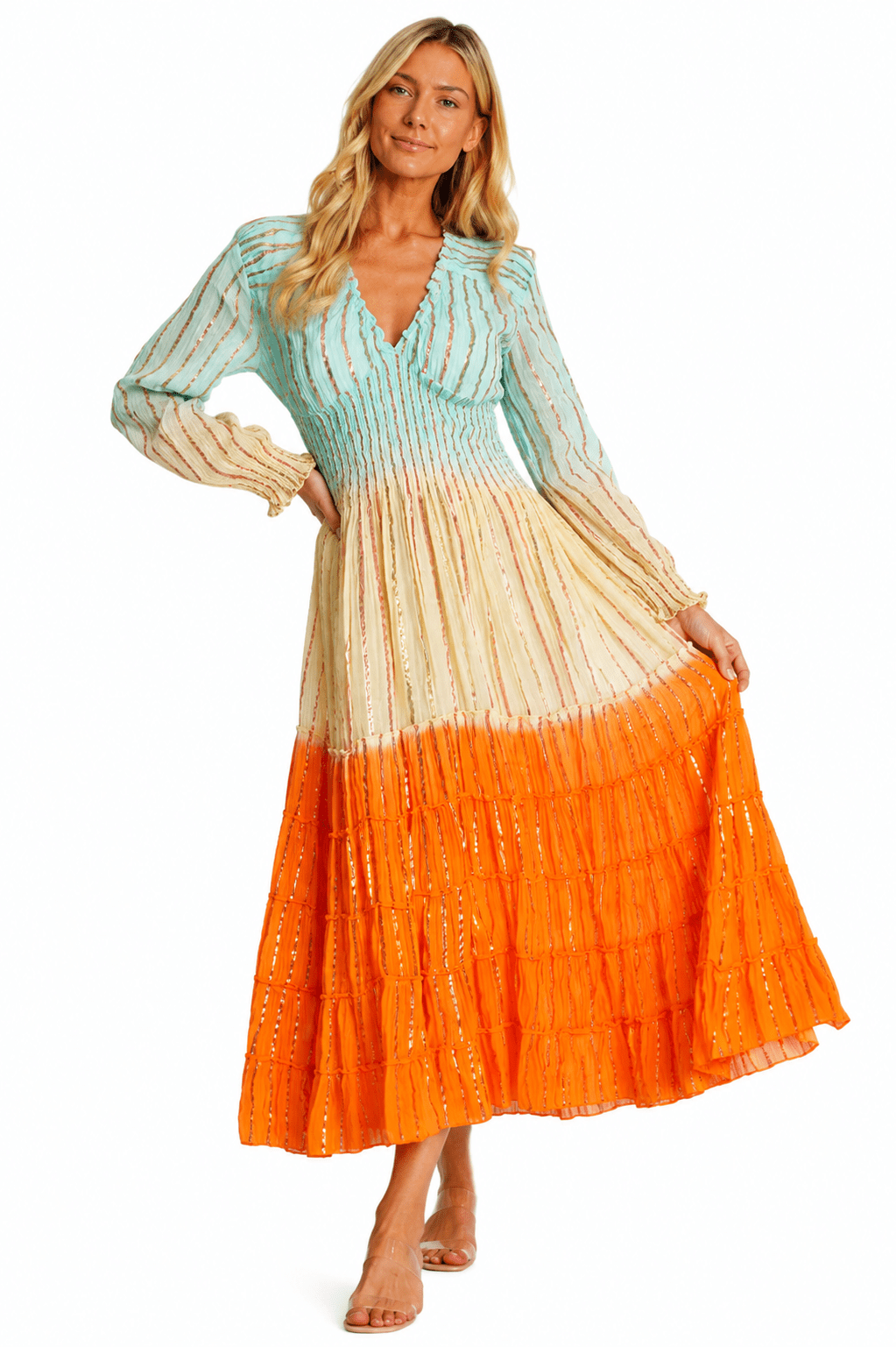 Ombre Tiered Boho Maxi Dress