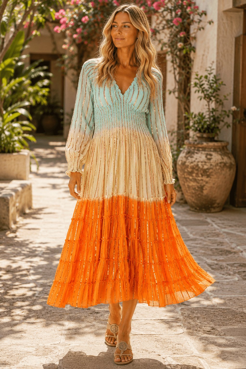 Ombre Tiered Boho Maxi Dress