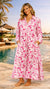 Pink Tropical Maxi Shirt Dress – Luxury Resort Wear Vacation Dress