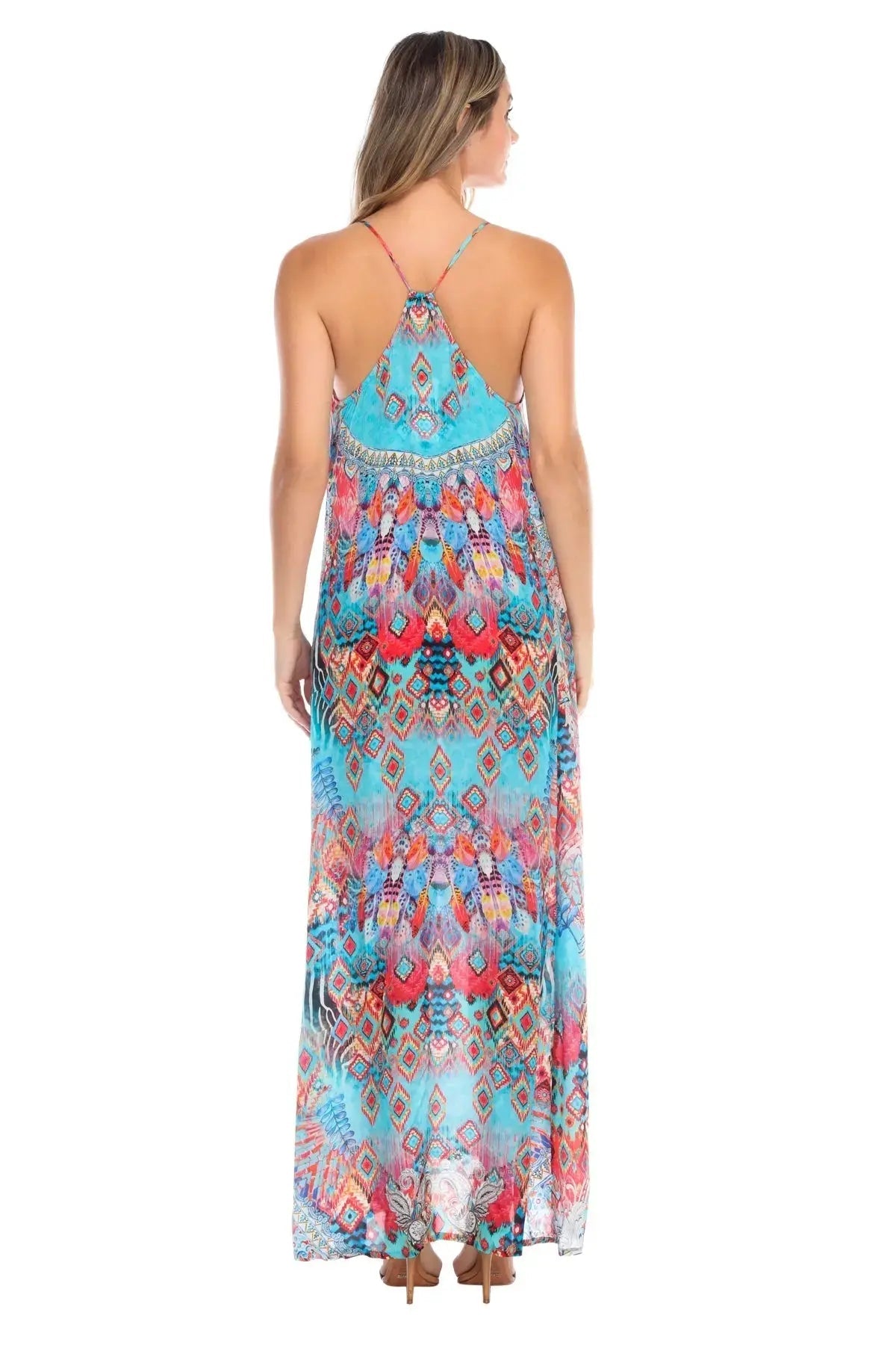 Racerback Maxi Dress - Designer Maxi Dress | Elegant Kaftan Cover Up Dress | Club Moda USA