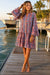 Red & Blue Tribal Block Print Boho Mini Dress