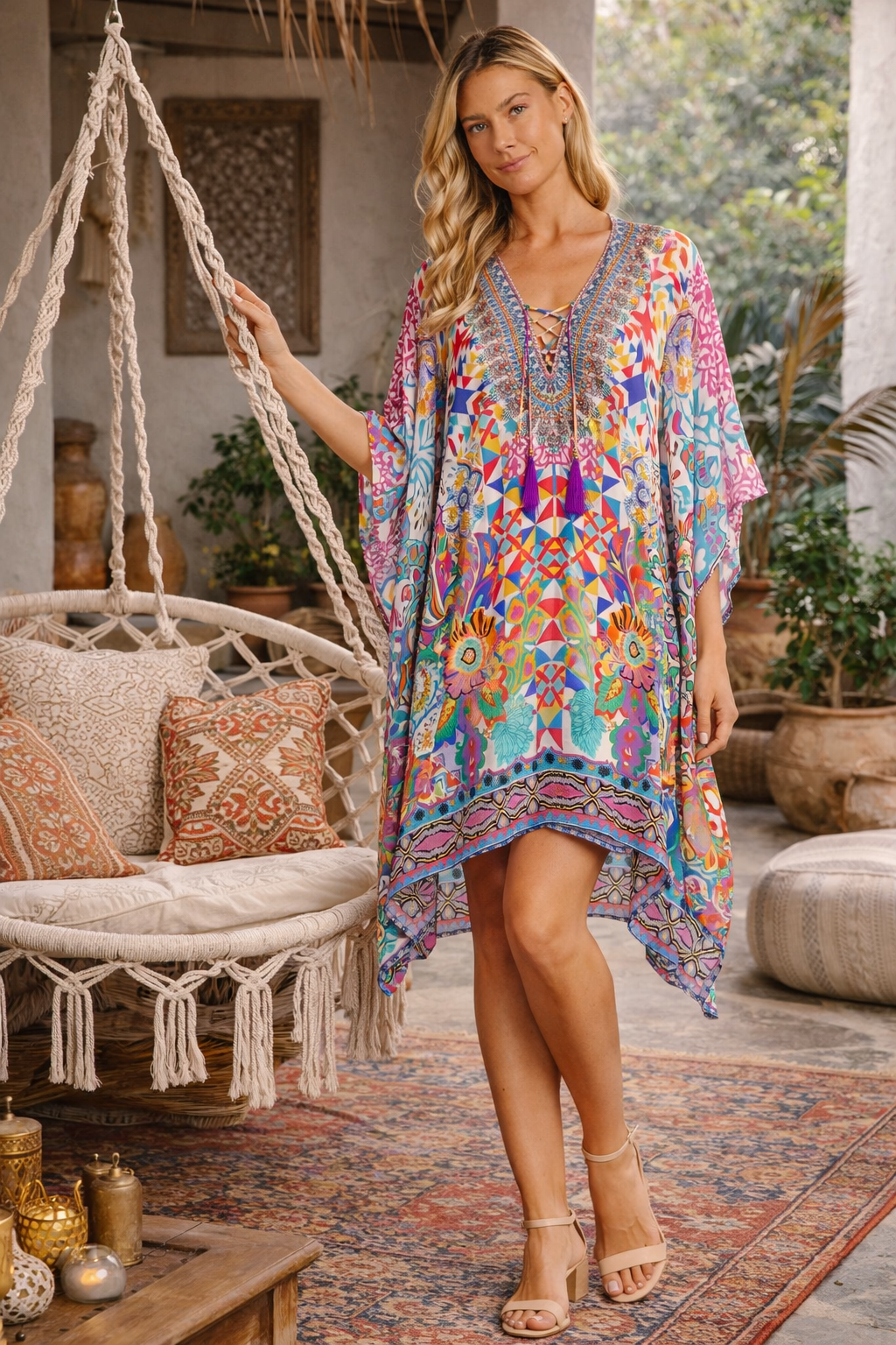 Resort Kaftan Dress – Designer Luxury Beach Cover-Up Style - Premium Resort Wear | Luxury Caftan for Vacation & Cruise | Club Moda