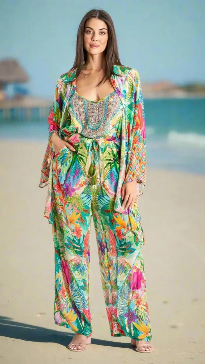 Resort Lifestyle Pant Set for Women - Designer Co-ord Set | Elegant Kaftan Cover Up Dress | Club Moda USA