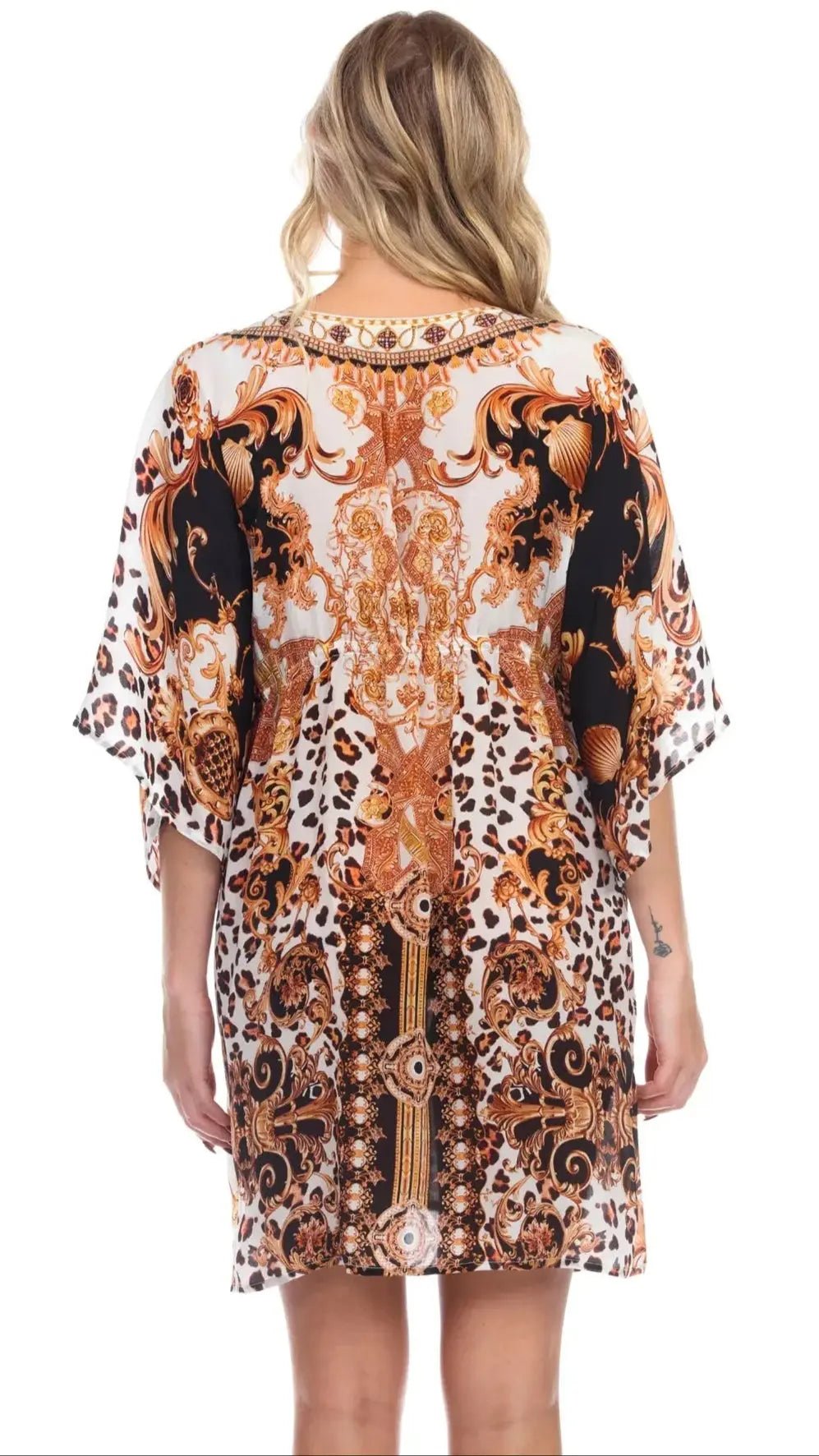 Royal Jungle Print Short Robe Dress Cover up La Moda Clothings Kaftans