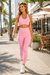 Seamless Pink Activewear Set – High Waist Leggings & Open-Back Sports Bra Workout Set for Women