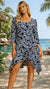 Shark-bite Asymmetrical Tropical Resort Knit Dress