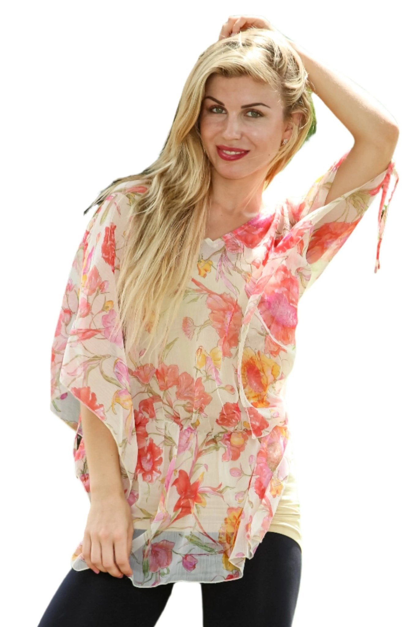Tunic with a sheer finish, cut loose and easy for warm-weather days, alternate view