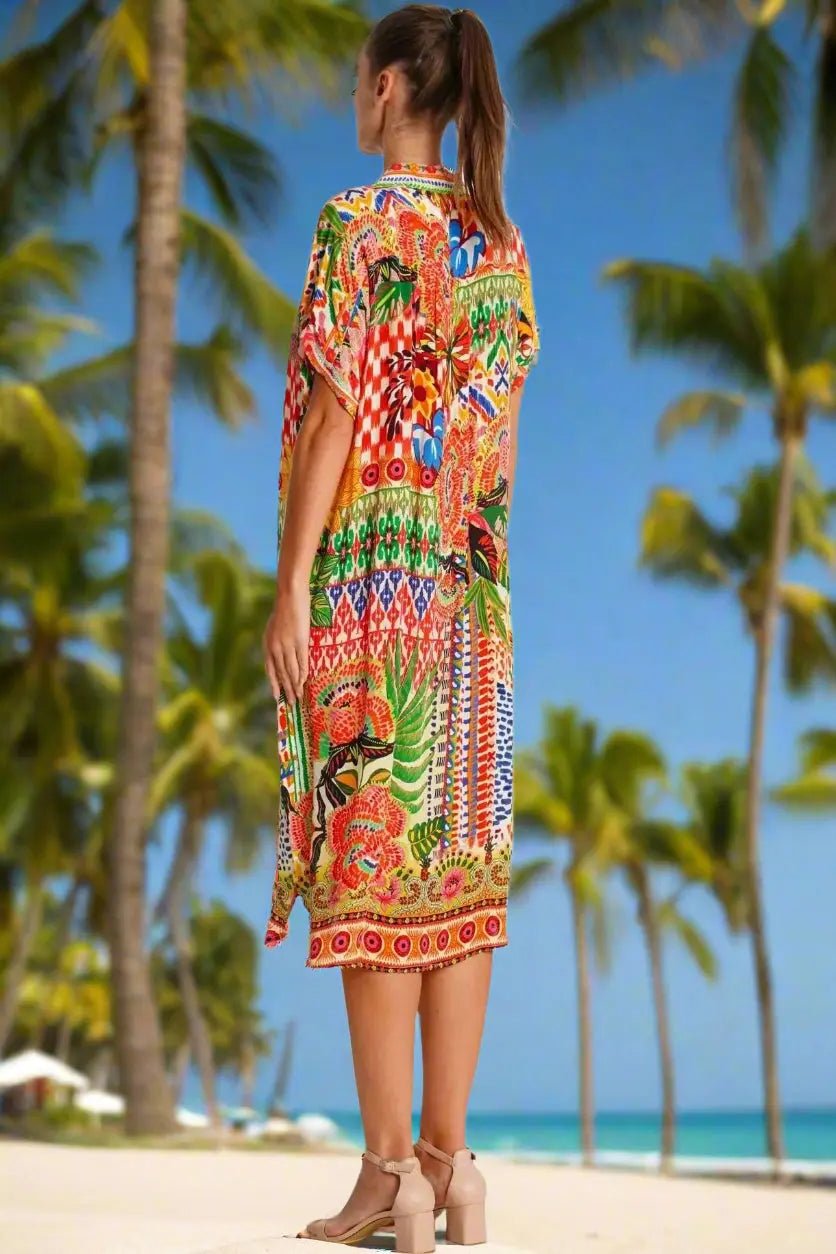 Shirtdress for Resort & Beach - Designer Shirt Dress | Elegant Kaftan Cover Up Dress | Club Moda USA
