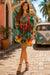 Short Dress Cover up in Macaw Print