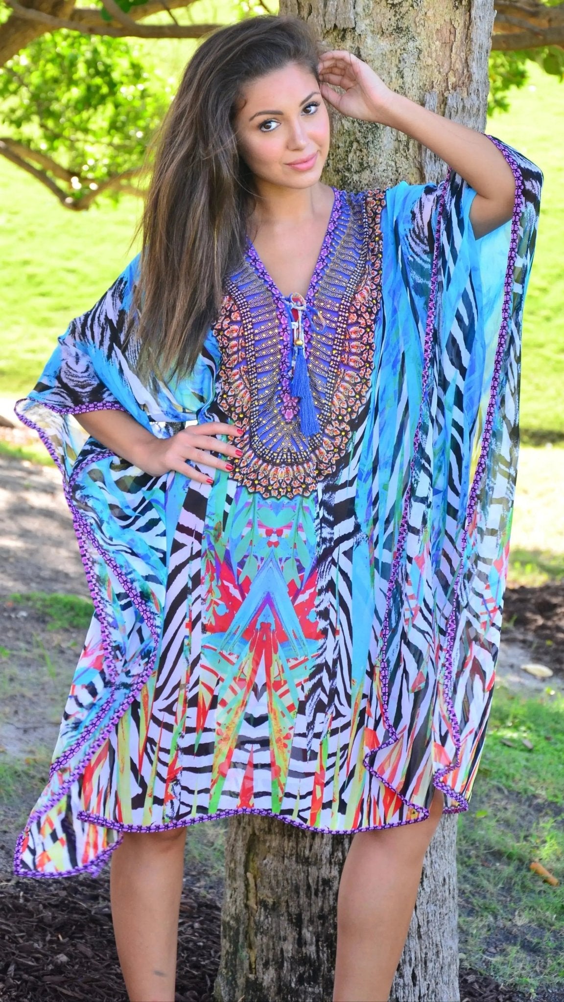 Short Kaftan for Women - Premium Resort Wear | Luxury Caftan for Vacation & Cruise | Club Moda