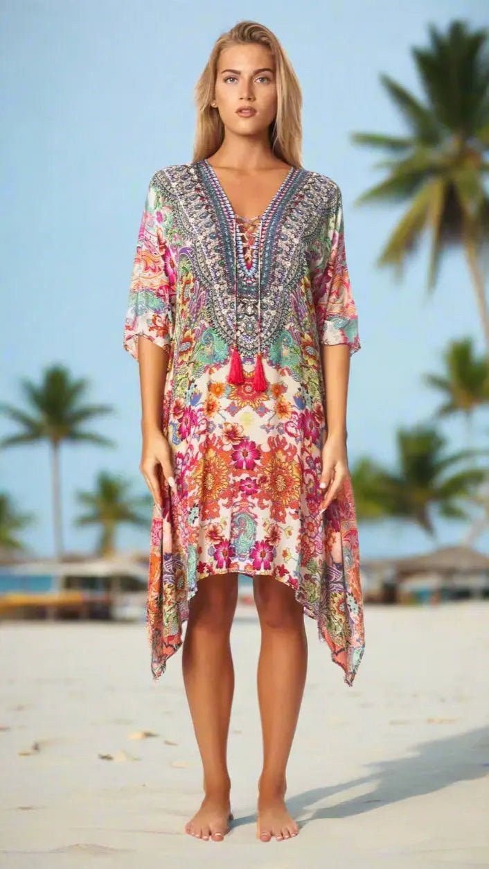 Short Kaftan Dress for Women - Designer Caftan | Elegant Kaftan Cover Up Dress | Club Moda USA