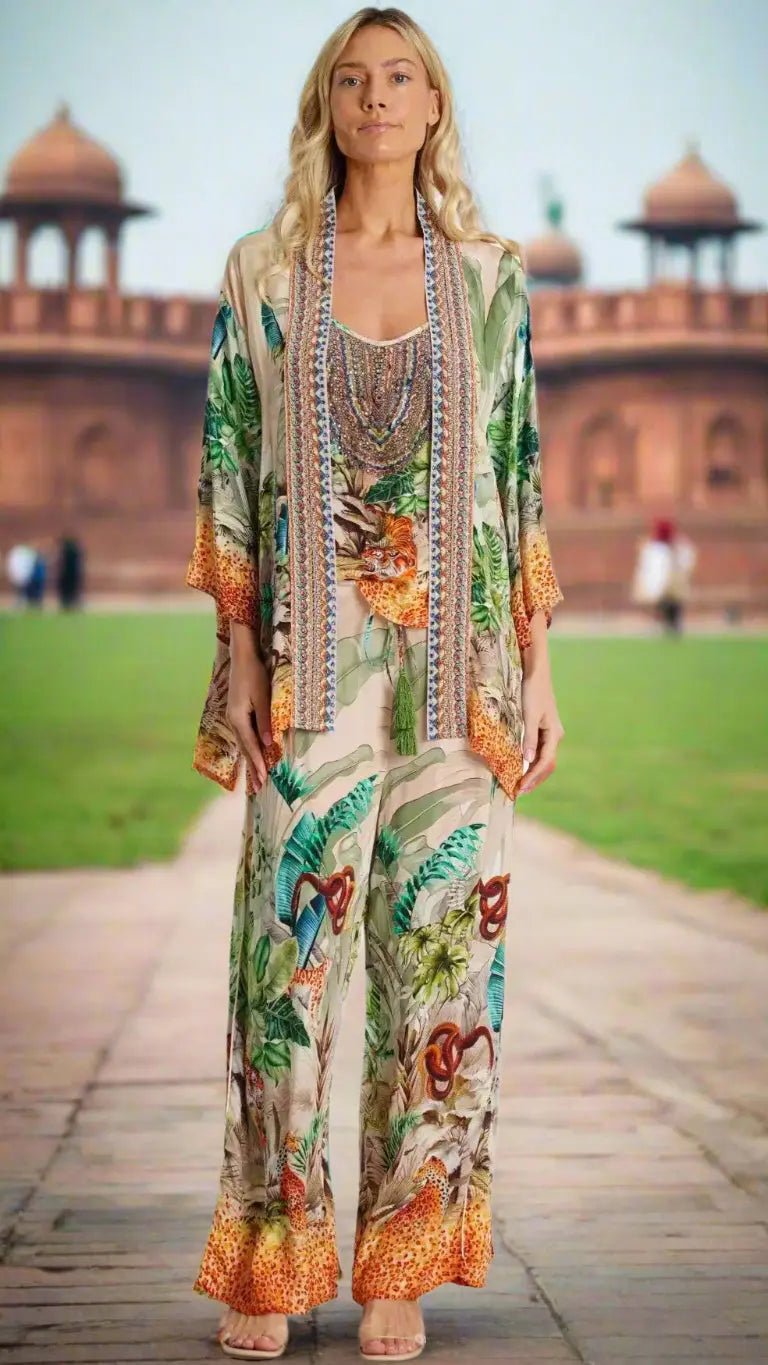 Short Kimono Cape Cover Up - Designer Kimono | Elegant Kaftan Cover Up Dress | Club Moda USA