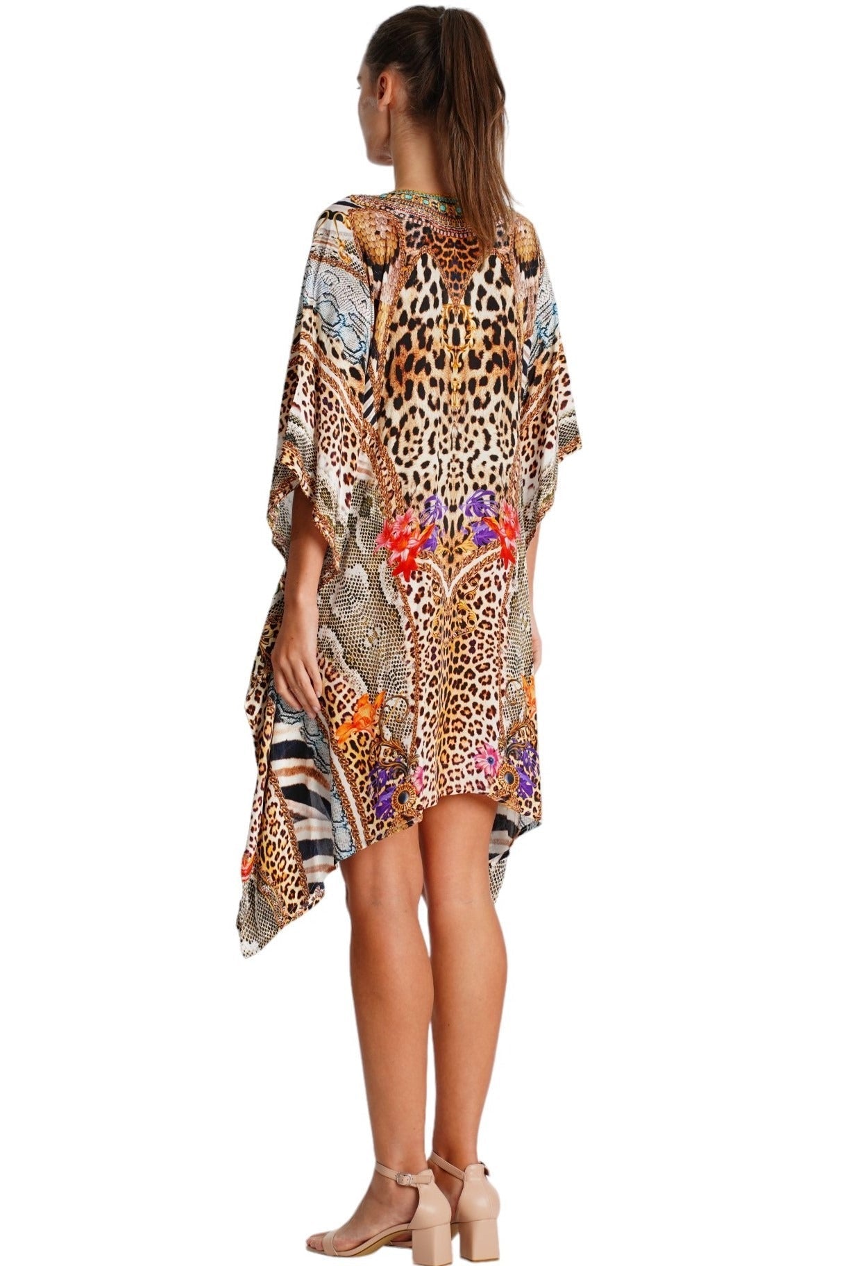 Signature Print Kaftan Dress – Luxury Designer Beach Vacation Wear - Designer Caftan | Elegant Kaftan Cover Up Dress | Club Moda USA